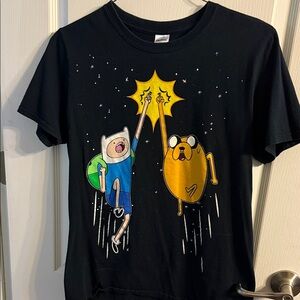 Adventure Time Black Tee with Colorful Characters